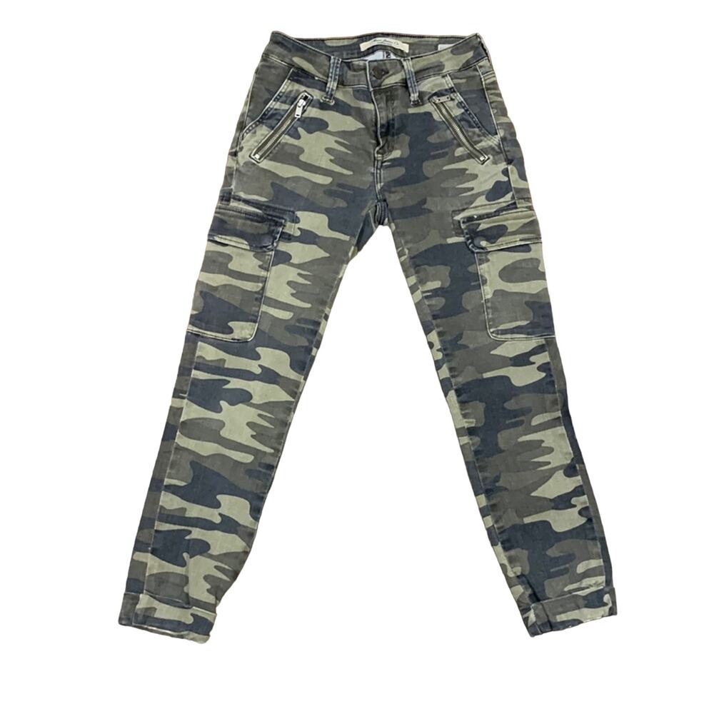 Mavi Jeans Co. Juliette Mid-Rise Camo Green/Black Cuffed Skinny Cargo Jeans